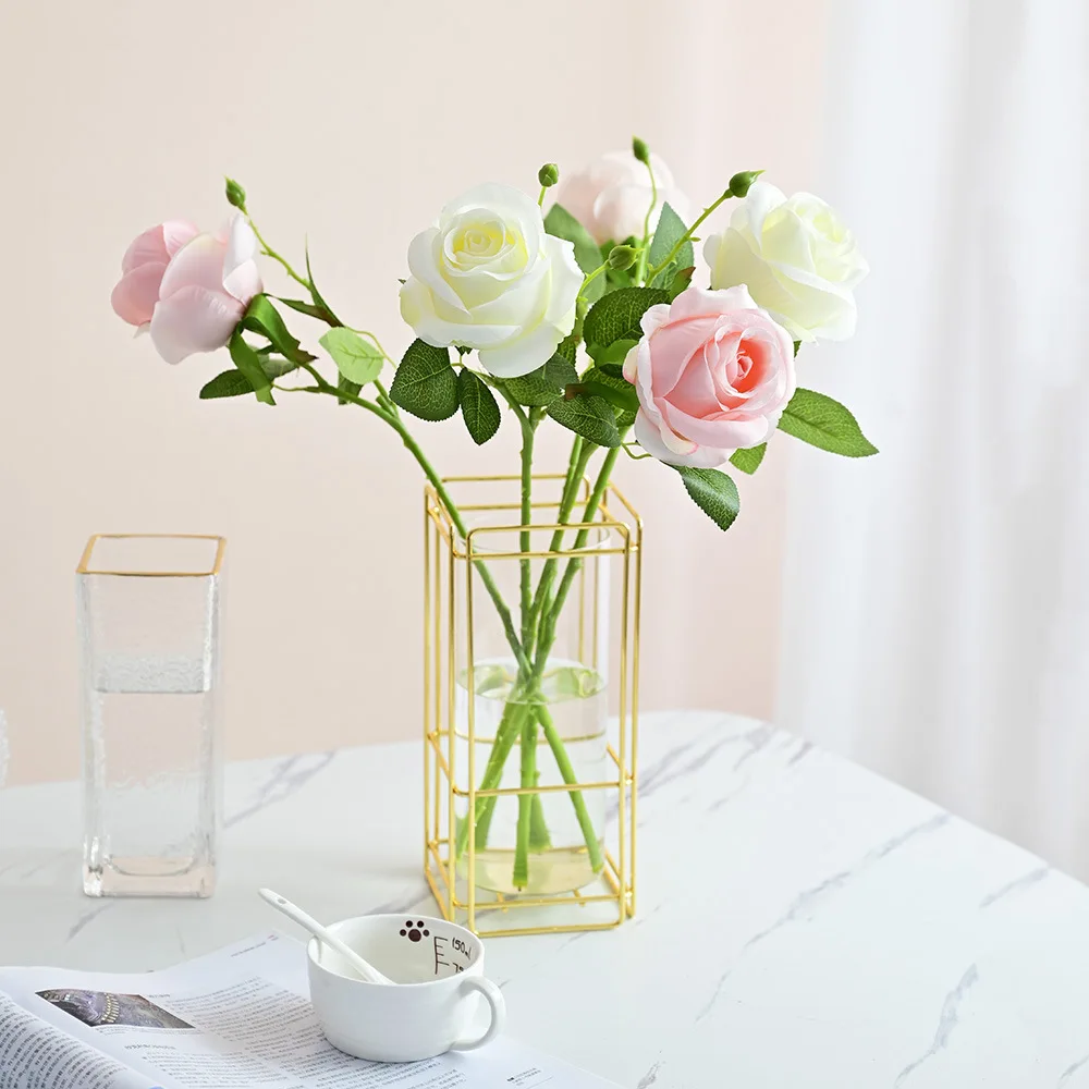 

Simulation flower living room decoration table rose flower single bouquet wedding fake flower dried flower decoration high-end f