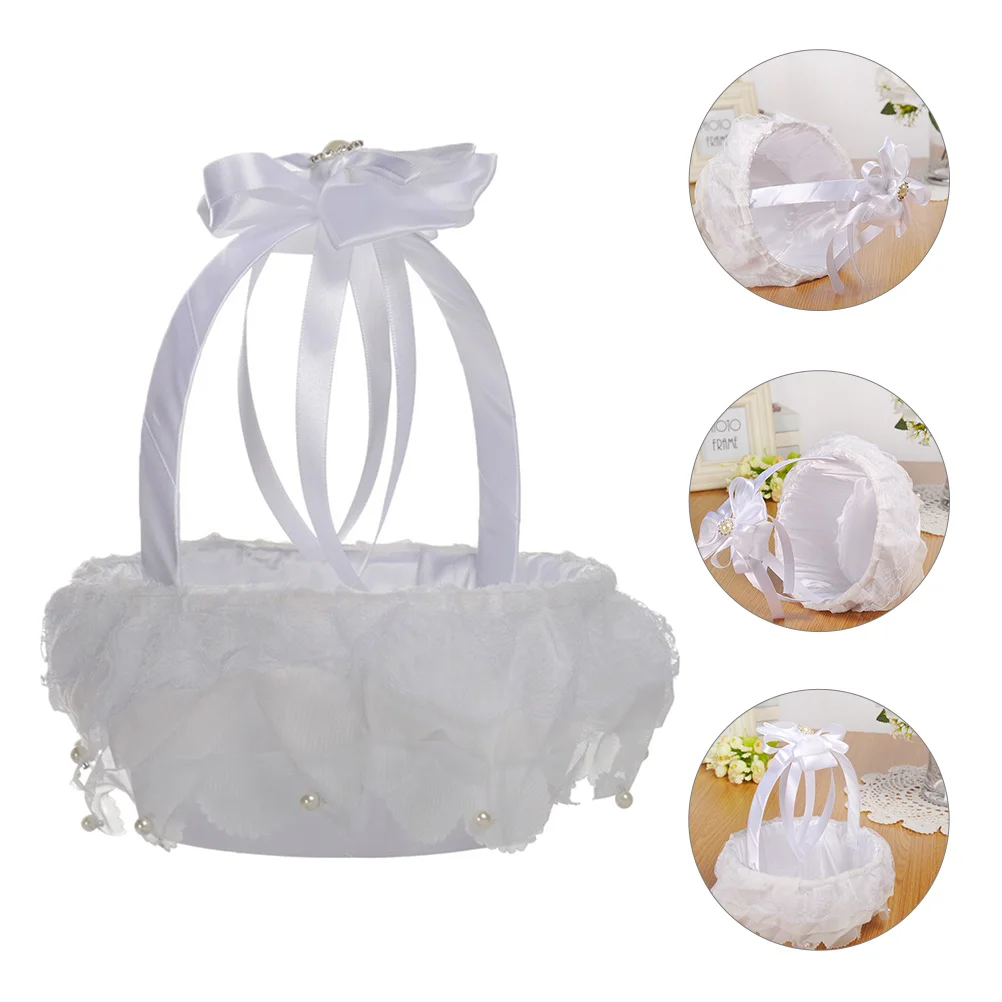 

Basket Flower Wedding Girl Baskets Lacehandheld Petal Party Gift Bridal Weddings Storage Giftscontainer Snack Table Centerpiece