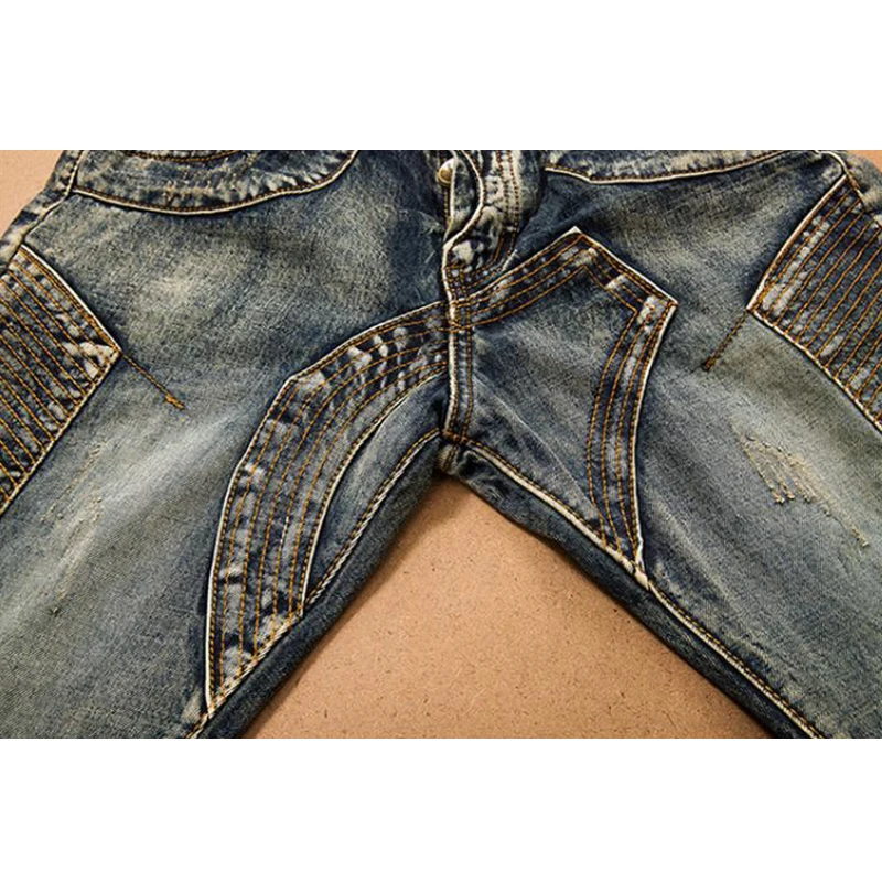 Men's Jeans Splicing Jean Denim Trousers Button Straight Casual Designer Jeans Men Multi-pocket Long Pants High Quality Clothes