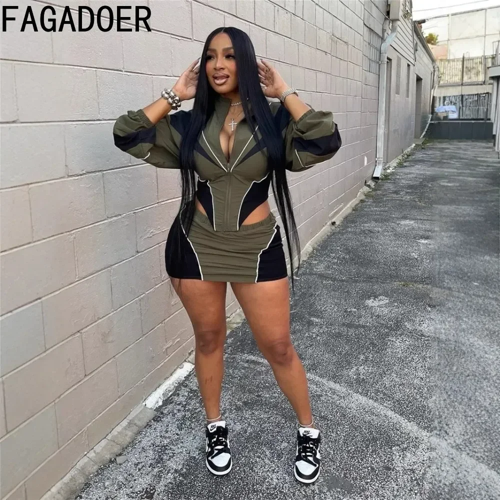 FAGADOER Женский комплект из двух предметов с цветными блоками повседневная