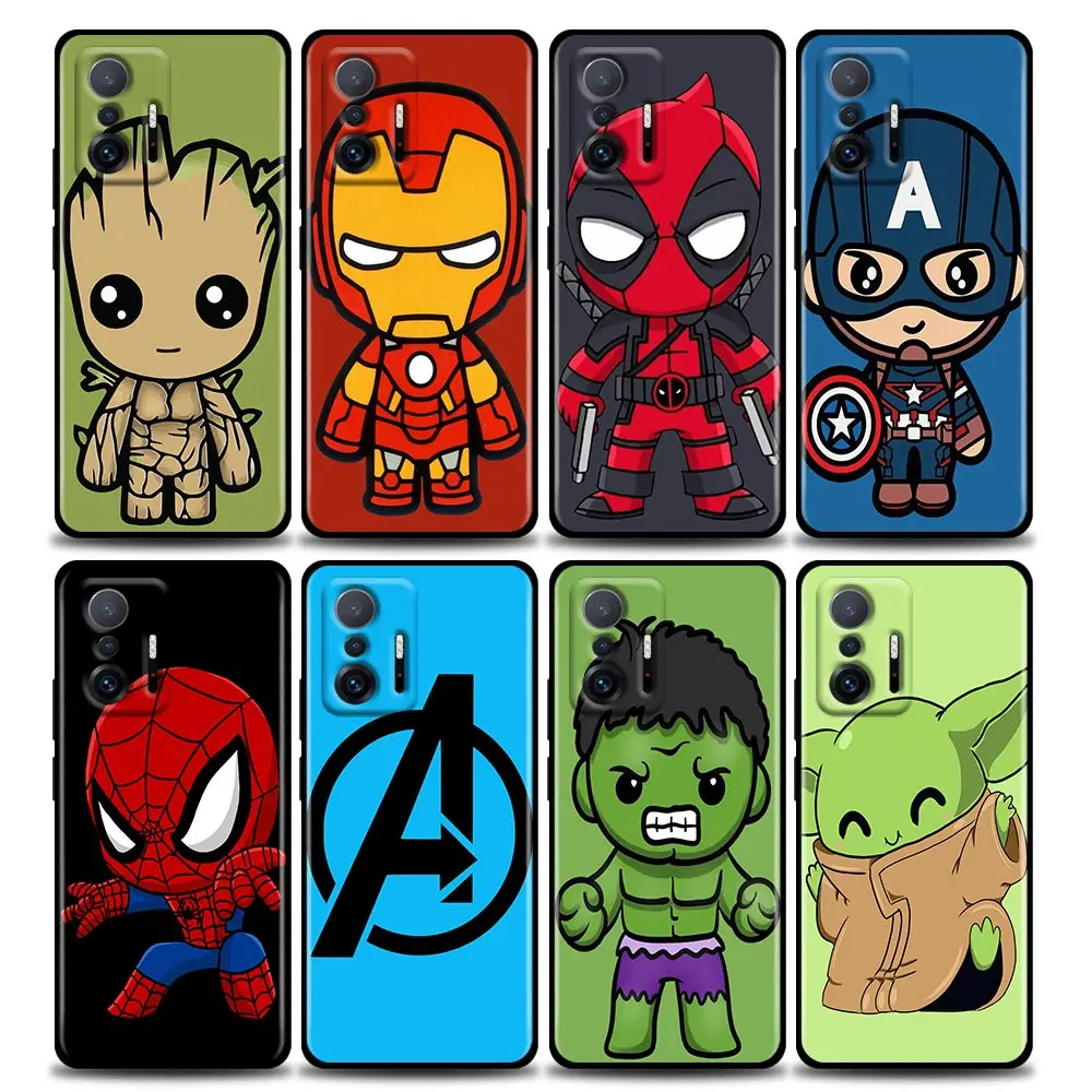 

Marvel Coque For Xiaomi Mi 11T 11X 11 Lite NE 12 Poco X3 M3 F3 M4 Pro Cases Fundas Shell Cover Iron Man Groot Spiderman Avengers