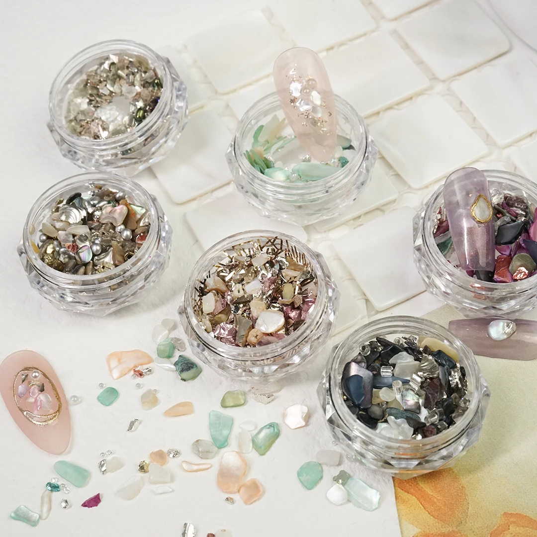 

Pearls for Nails Mixed Nail Sea Shell Stone Charms Strass Stone Glass Beads Rhinestones Press on Nails Decorations Manicure