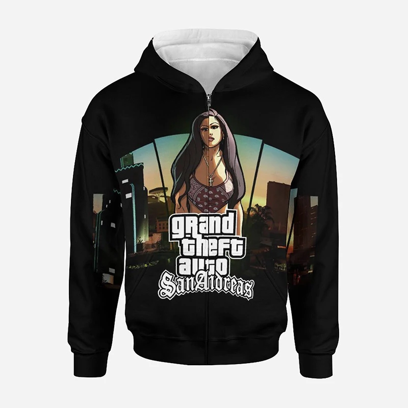 

3D Print Grand Theft Auto Game Cartoon Zip up Hoodie Men Women Children Fashion Streetwear Sweatshirt Harajuku Zipper Jacket