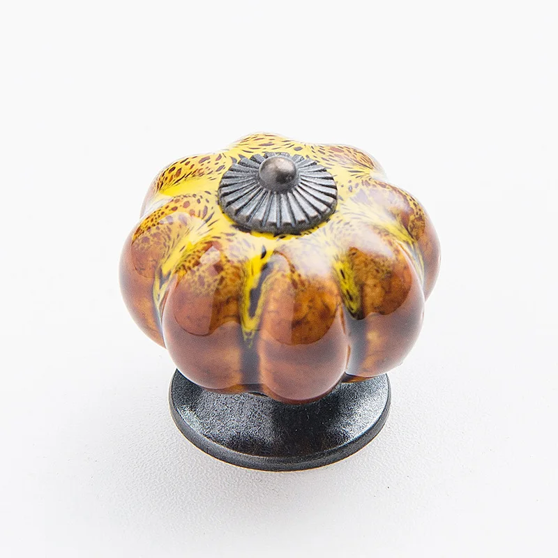 

Винтажная пасторальная керамическая ручка в виде тыквы, выдвижной ящик, ручка для шкафа, ручки для шкафа, кухонные аксессуары, мебель