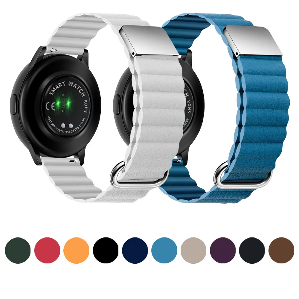 

22mm Leather Strap For Xiaomi Watch Color 2 Metal Magnetic Loop Band Xiaomi Mi Watch Color Stainless Steel Bracelet Wristbands