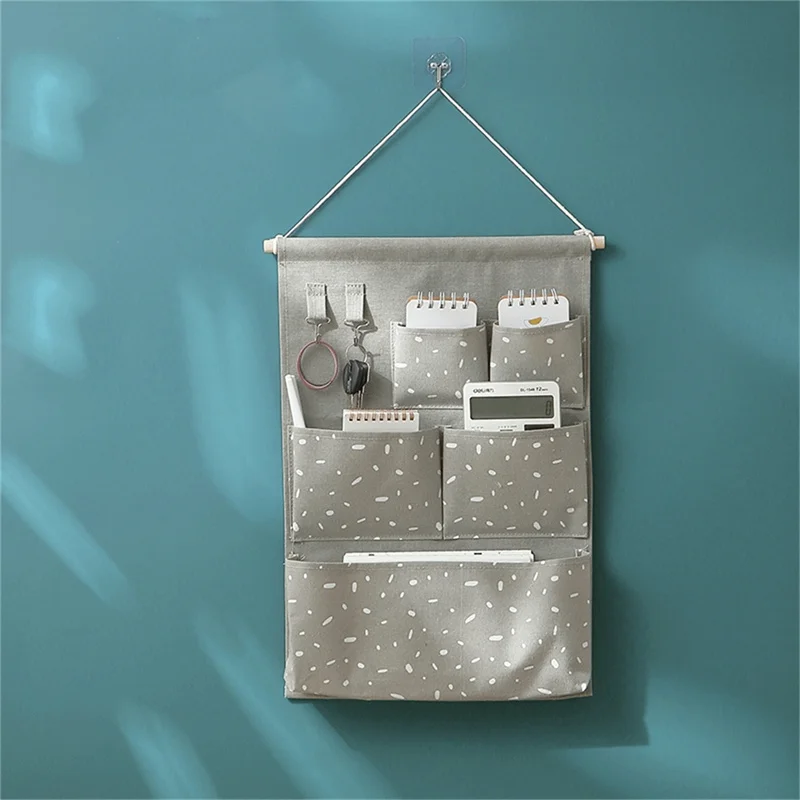 

Pockets Cotton Wall Mounted Storage Bag Home Room Closet Door Sundries Clothes Hanging Bag Holder Cosmetic Toys Organizer