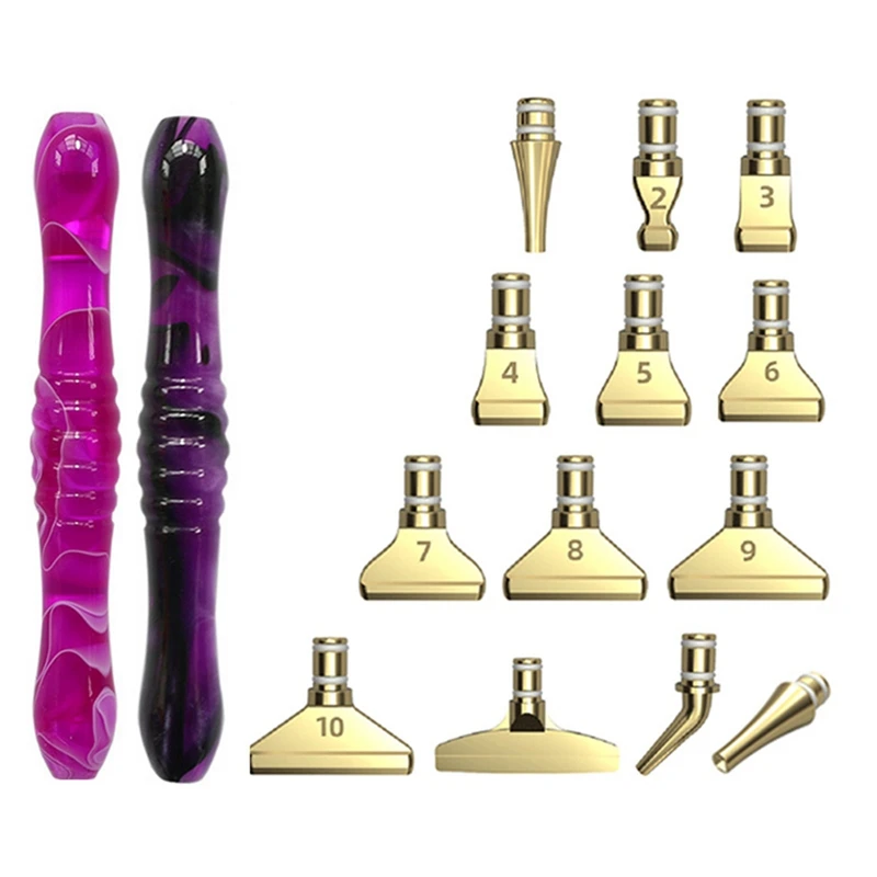 

Алмазная буровая ручка, инструмент из нержавеющей стали, Золотая буровая точка, Алмазное перо 13 шт., съемная сменная ручка