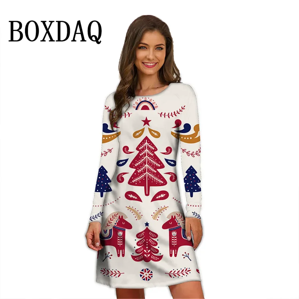 2025 веселые рождественские вечерние платья зимнее милое платье с длинными