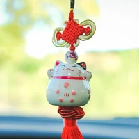 cat safe driving lucky blessing car hanging ornament auto rearview mirror decoration car pendant cute lucky