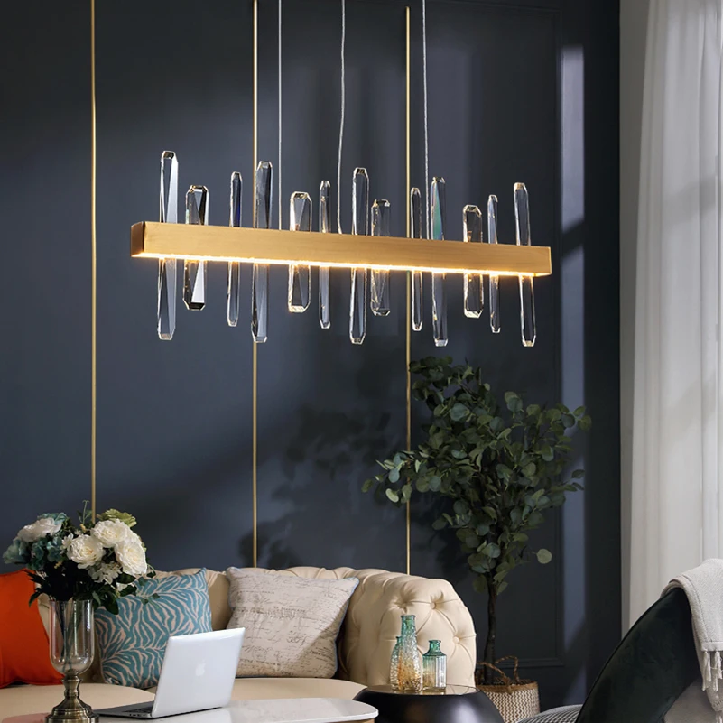 

GPD modern chandelier crystal chandeliers for living room restaurant rectangle indoor lighting fixture