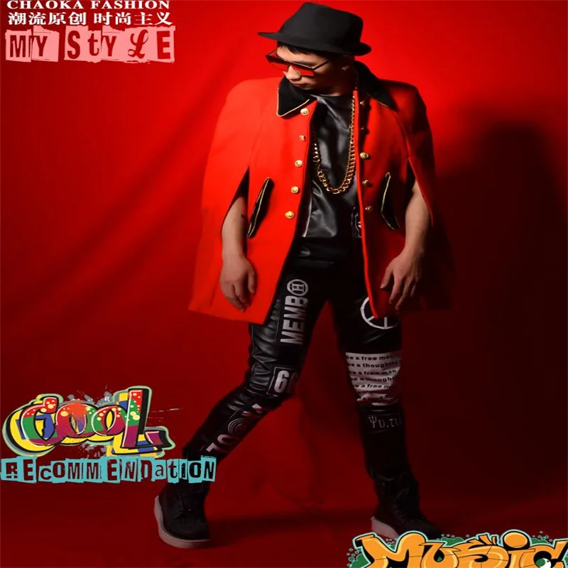 Куртки для ночного клуба мужские пальто мужчин красная атмосфера шерстяная