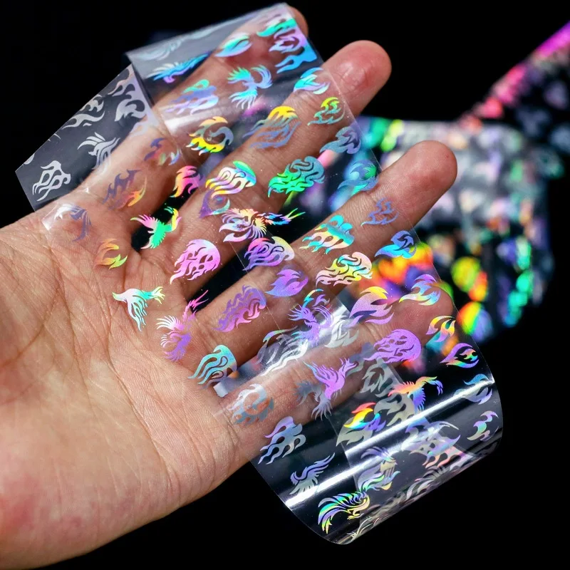 

Голографическая наклейка для ногтей, 1 шт., 3D блестящая лазерная наклейка с пламенем, переводная Фольга для ногтевого дизайна, деколь декора...