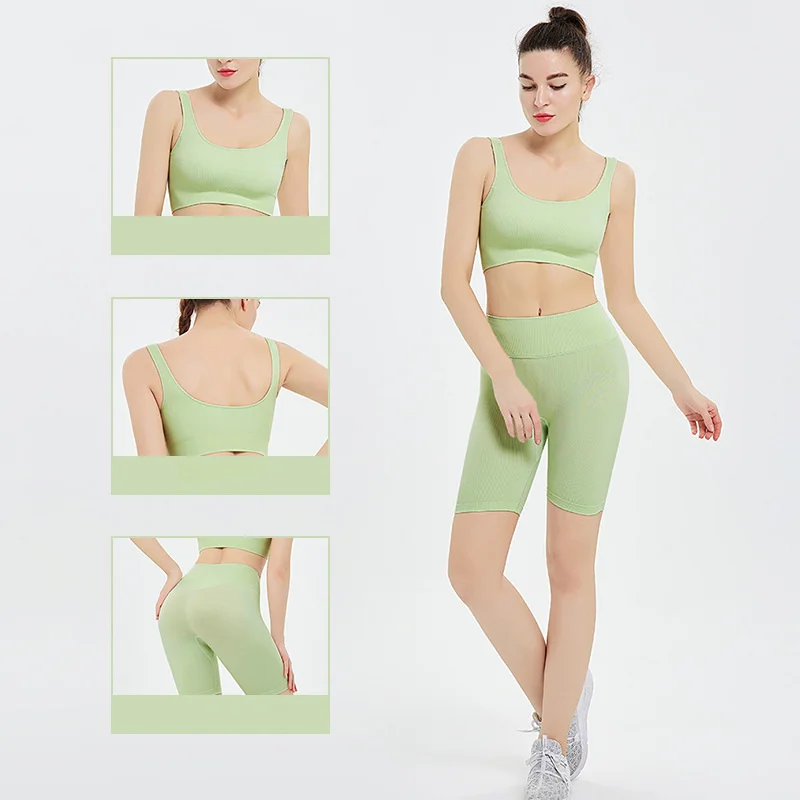 

New Cycling Seamless Yoga Wear Women's Sports Shorts Bra Set Yoga Workout Clothes Yoga Set