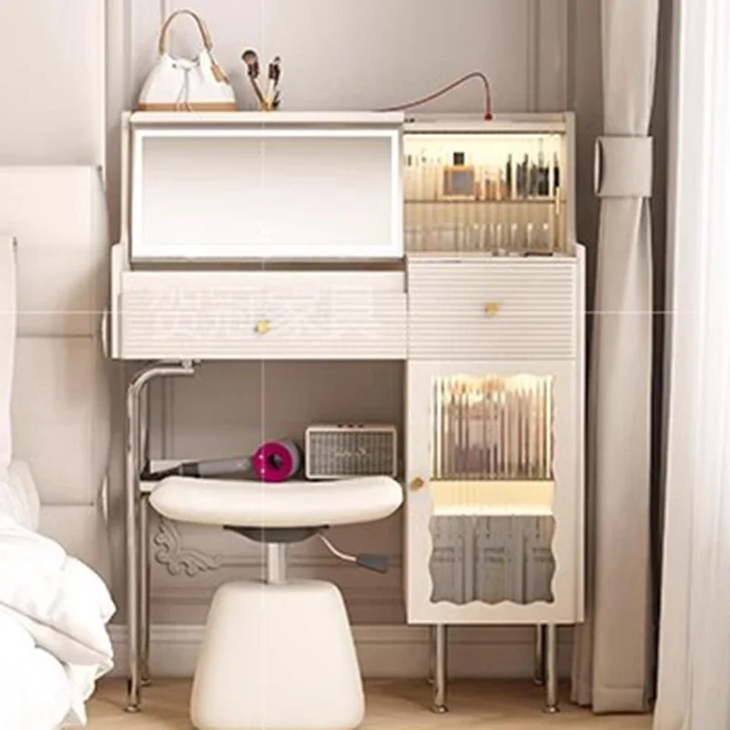 Дизайнерский туалетный столик для хранения умное зеркало белый табурет