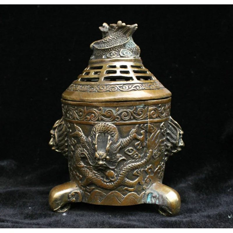 

Отмеченный Китайский буддизм фэн-шуй латунный бронзовый дракон на удачу курильница