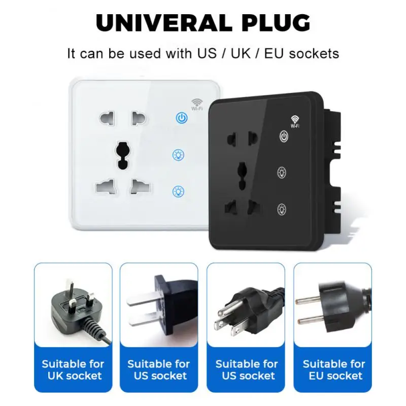 

2 Touch Wifi Wall Socket Touch Switch Smart Home 110-240v American European British Plug Smart Life Smart Home 2 Way Tuya Wall