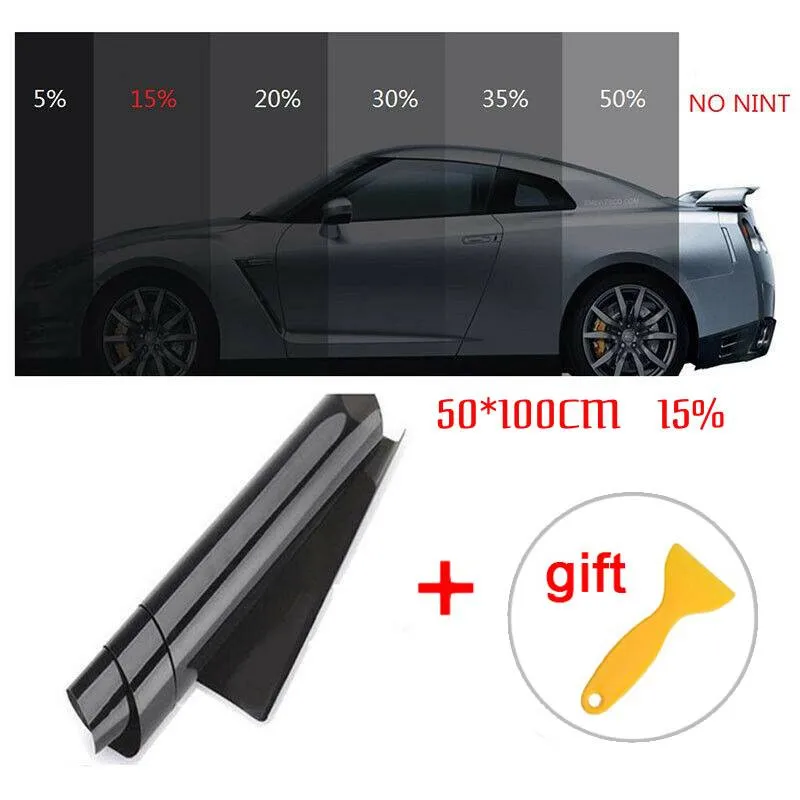 

DARK SMOKE Window Tint Film DTY FILM Kit W/ 1*Scraper 15% VLT 1M X 50CM CAR WINDOW TINT ROLL TINTING Tool Durable