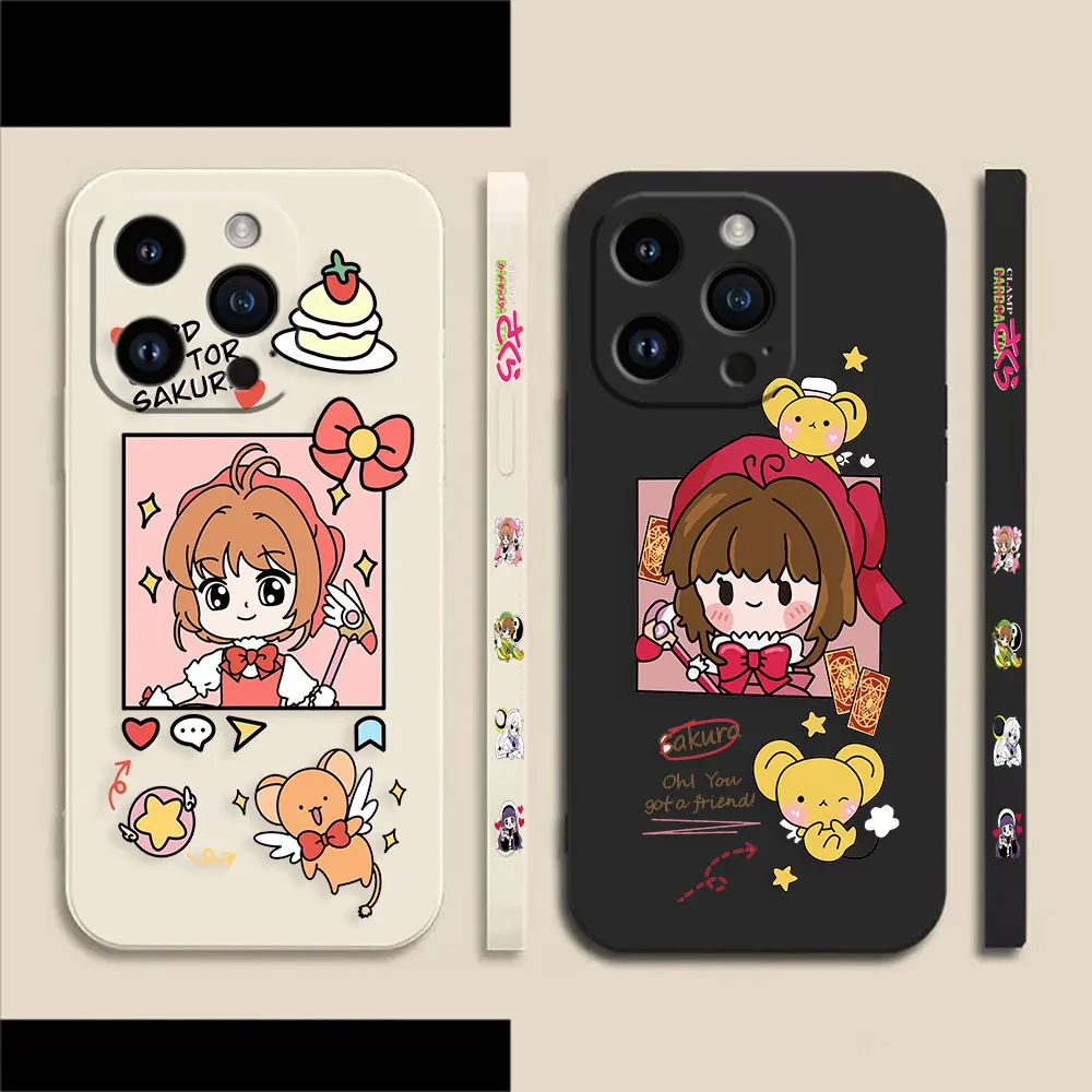 

Cartoon Cardcaptor Sakura Case For iPhone Apple 14 13 12 11 Pro XS Max Mini X XR SE 7 8 6 6S Plus Colour Liquid Funda Shell Case