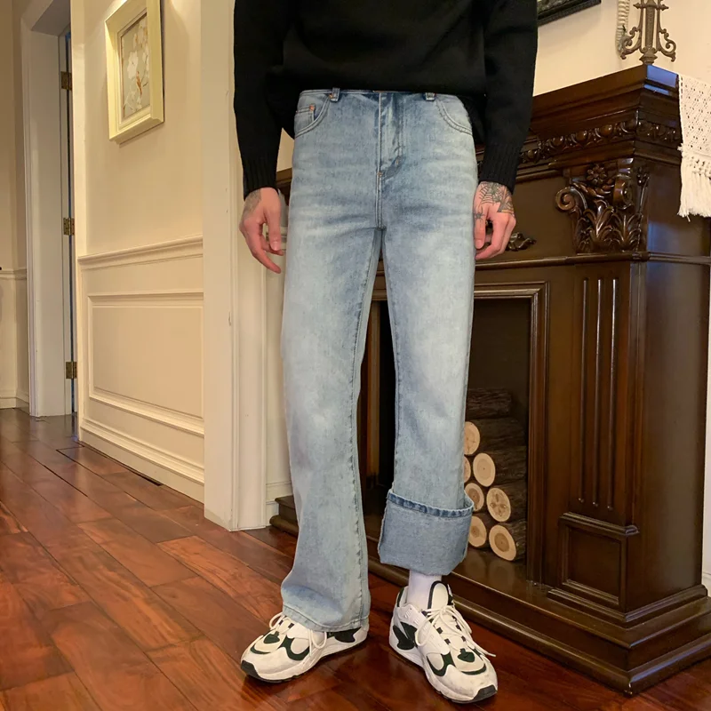 Streetwear Men 2022 New Recreational Comfortable Black Jeans Loose Temperament Versatile Wide Leg Bell-bottoms Autumn Female Y2k