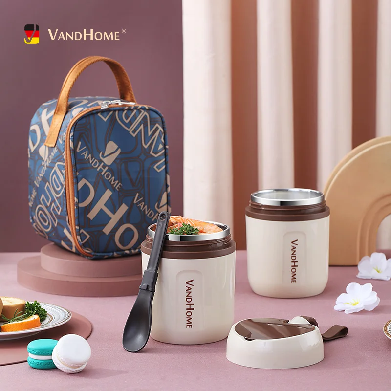 Мини Ланч-бокс VandHome с ложкой термоконтейнер из нержавеющей стали для завтрака