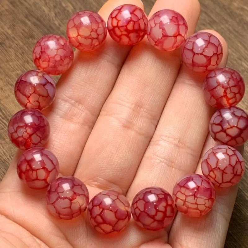 Красный Агат Дракон весы Феникс кровь Открытый браслет узор нить красный