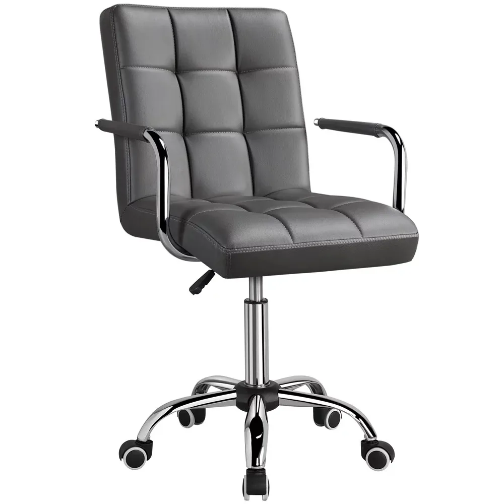 

SMILE MART Modern Adjustable Faux Leather Swivel Office Chair with Wheels, Computer Chair