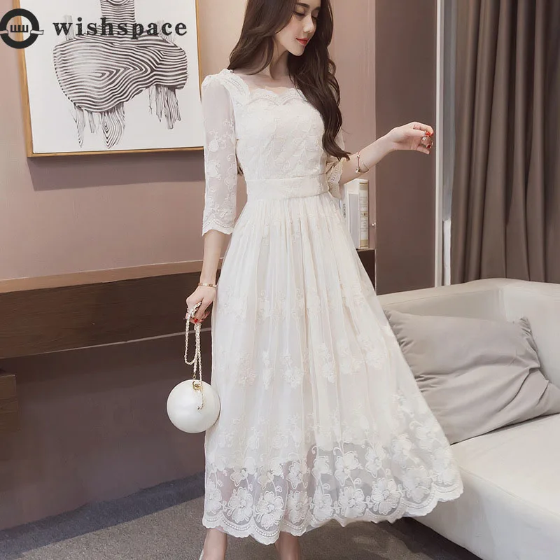 

Spring 2022 New Women's South Korea Large Yards Long Lace Dress Aristocratic Temperament of Cultivate One's Morality Dress