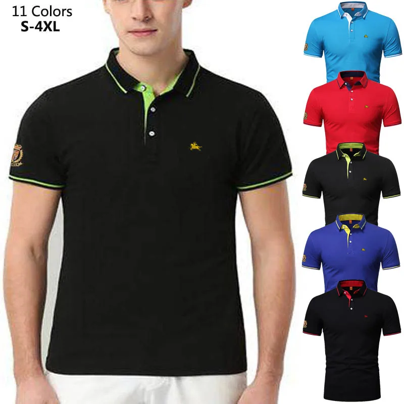 Модная Летняя мужская рубашка-поло с вышитым логотипом брендовая Повседневная