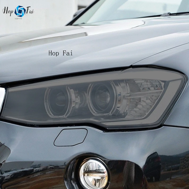 

2 Pcs Car Headlight Protective Film Smoked Black Tint Wrap Vinyl Transparent TPU Sticker For BMW X3 F25 2014-2017 Accessories