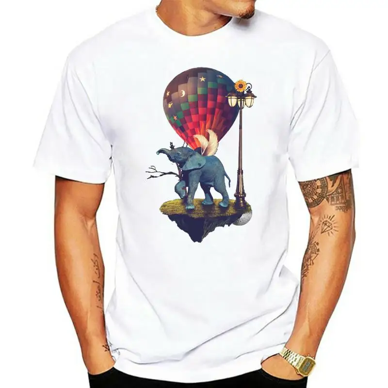 

Футболка мужская с 3D-принтом слона, хлопковая тенниска оверсайз, популярный воздушный шар, одежда в винтажном стиле, на заказ