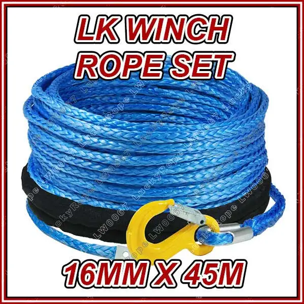 16MM synthetic 4x4 winch rope with hook thimble and protective sleeve LW0067