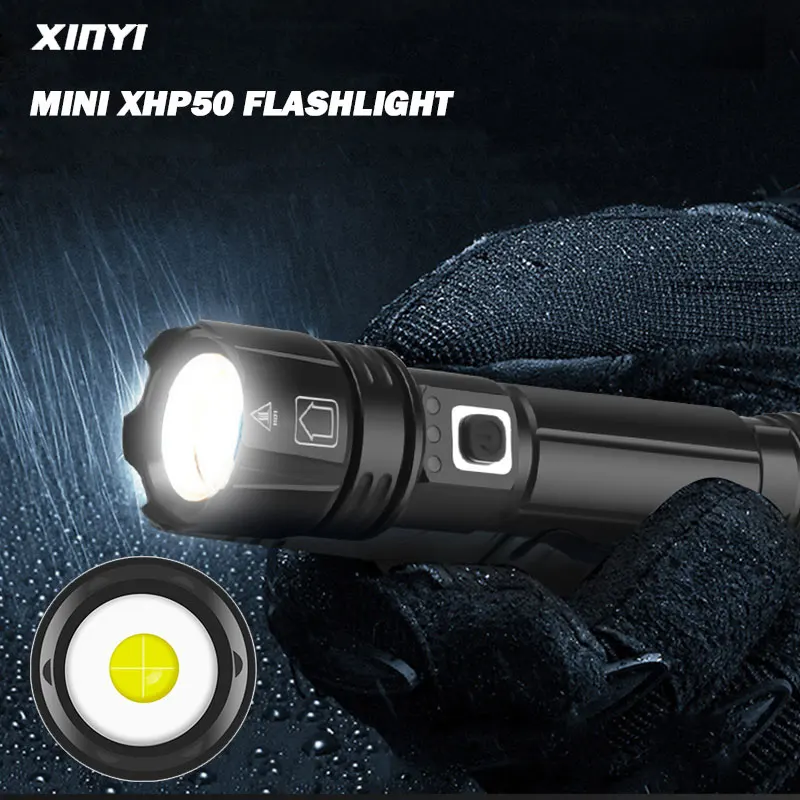 

MINI XHP50 LED Flashlight Use 14500 Battery Support Zoom 5 Lighting Modes Waterproof Torch Suitable for adventure camping etc.