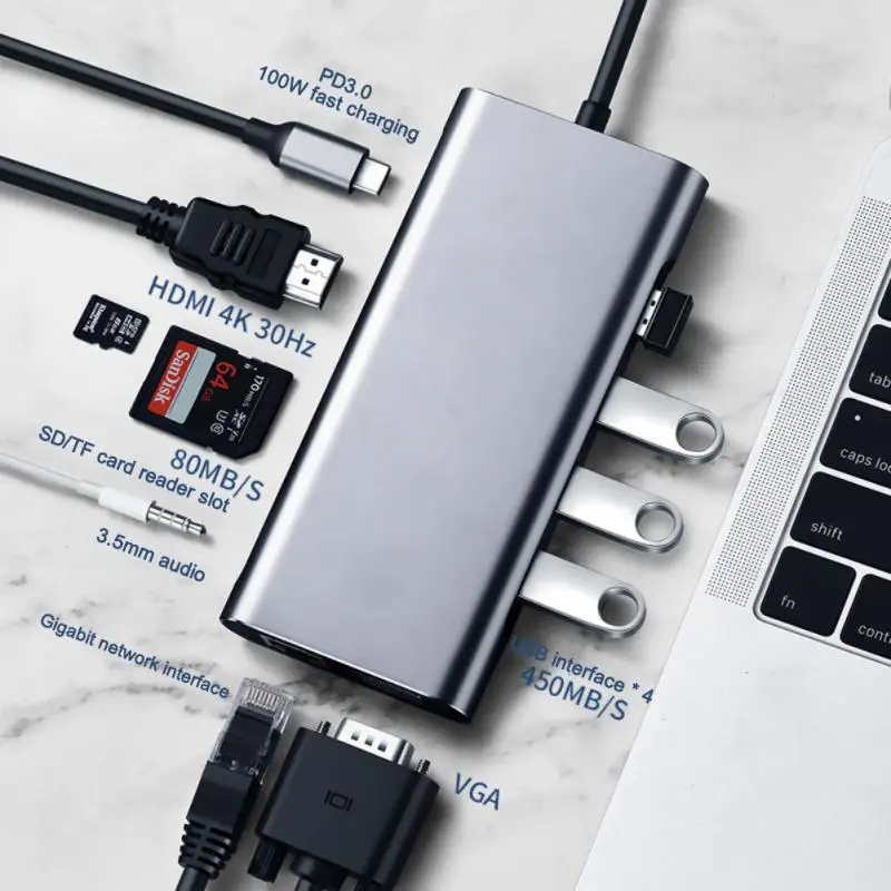 

Aluminum Alloy Type C Extensor Portable 1080p60hz -compatible Splitter 5gbps Type-c Docking Station Pc Accessories Usb-c Hub
