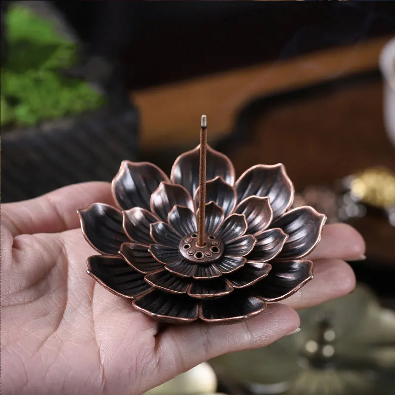 

Backflow Buddhism Decoration Coil Lotus Censer Incense Burner Stick Incense Holder Home Bronze Air Vaporizer Home Decor Supplies