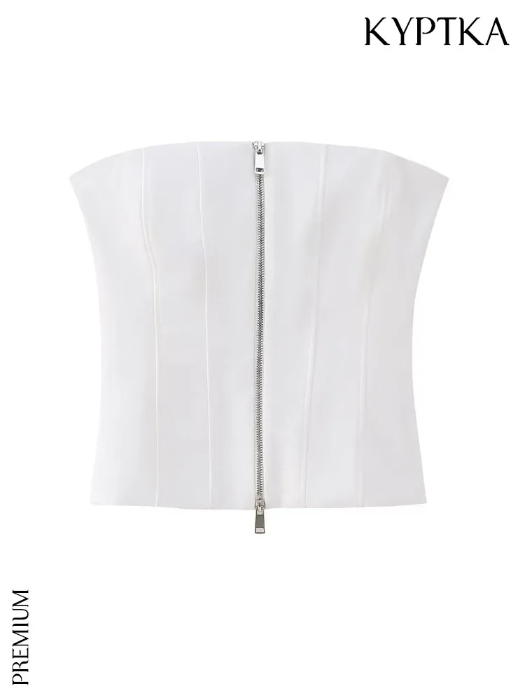 

Женский бюстье на молнии спереди, без бретелек, с открытыми плечами