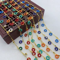 exquisite gold color drip oil handmade chain donut shape copper chain diy jewelry making necklace bracelet anklet jewelry 1 m