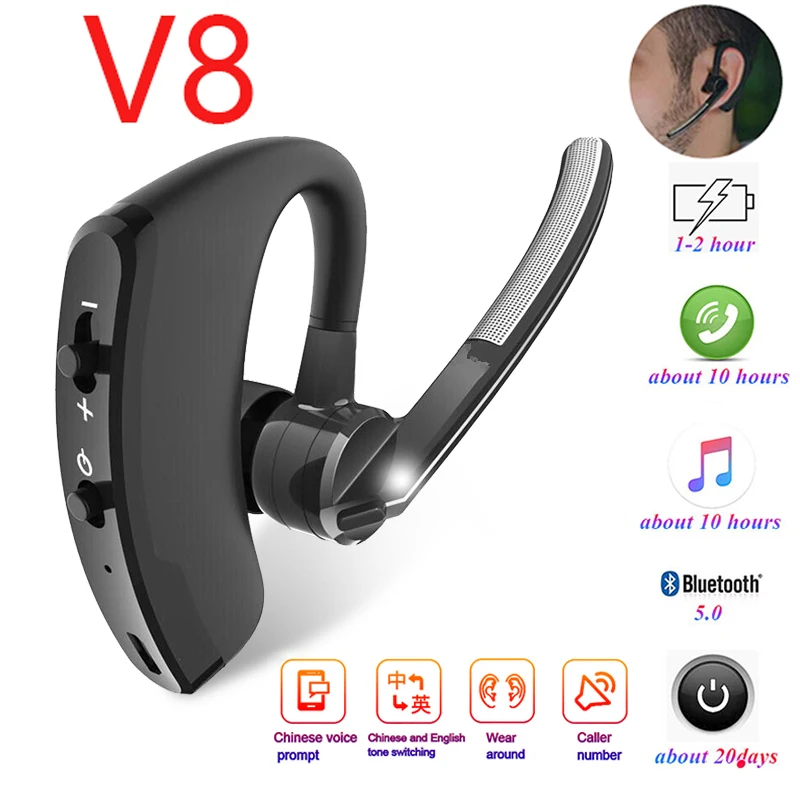 

New V8 Wireless Bluetooth headphone Hands-free headset Business Earbuds Music stereo sport earbuds for Xiaomi PK V9 i7s Y50 Pro6
