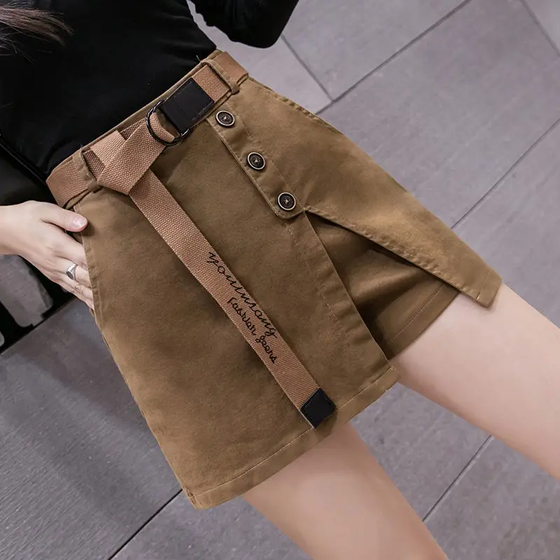 New Women's Summer 2023 Fashion High-waisted Shorts Women Wear Thin A Word Fake Two Skirt Suit Pants