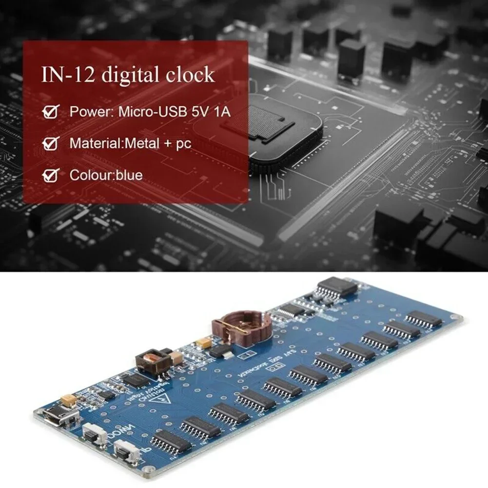 Diy In12 In-12 Nixie Tube Pcba Kit Цифровые часы Красивые без трубок Комплект печатной платы