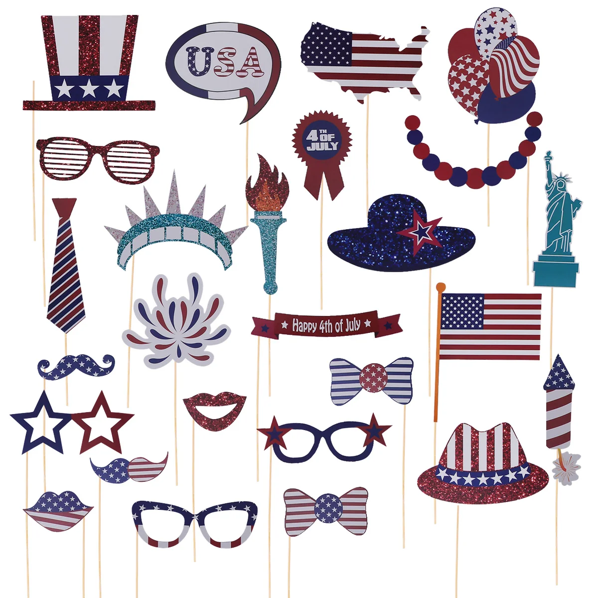 

Prop Day Independence Photo Funny Party Decor Family Patriot Props Decorations Kit