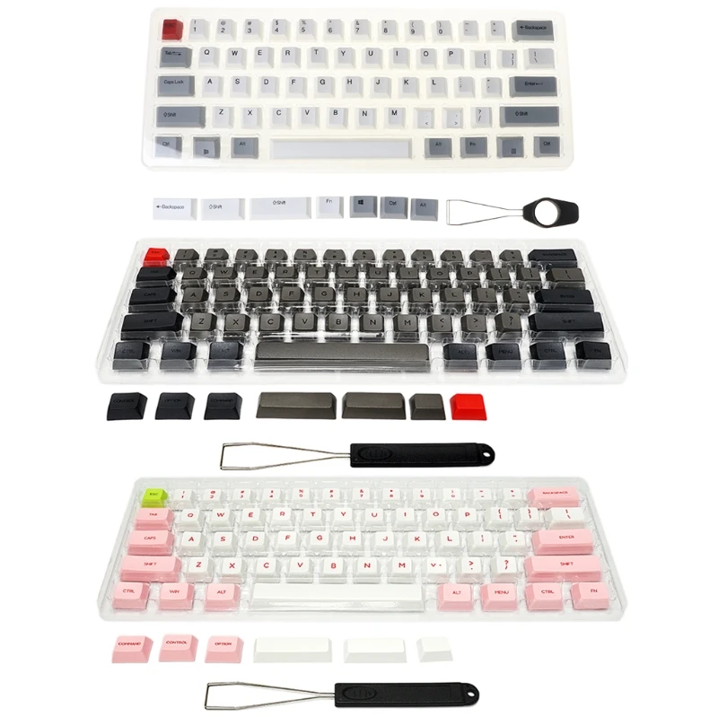 

61 Keys Keyset PBT Thick Keycap for GK61 SK61 Mechanical Gaming Keyboard with Puller Set