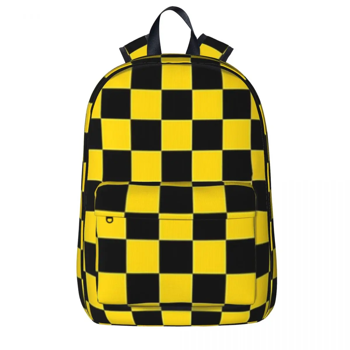 

Black And Yellow Checker Pattern Backpacks Boy Girl Bookbag Students School Bag Travel Rucksack Shoulder Bag Large Capacity