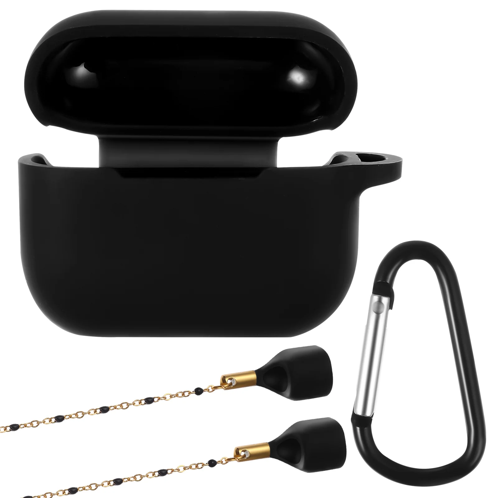

Earphone Case Earbuds Lanyardcasessilicone Anti Lost Chains Chain Holder Kit Strap Necklace String Earring Carrying Black Cover