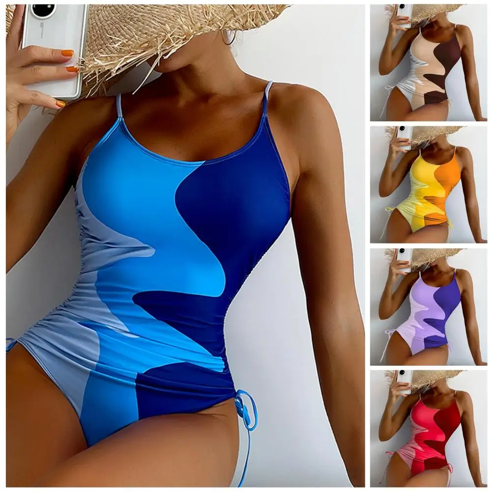 

Мягкая женская пляжная одежда, Быстросохнущий однотонный бикини пуш-ап без косточек, слитный купальник