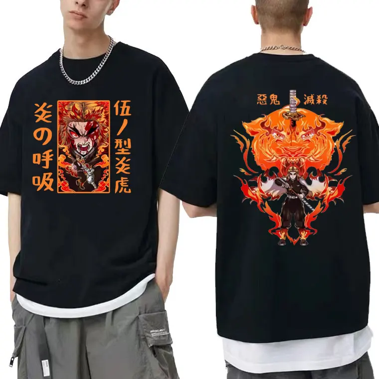 

Anime Demon Slayer Rengoku Kyoujurou Graphic T Shirts Summer Men Women Manga Oversized Tshirt Men's Fashion Vintage Streetwear