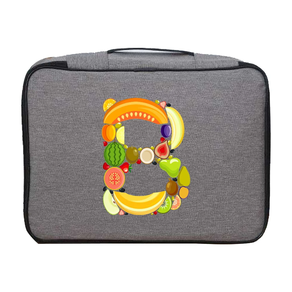 File Holder Handbags for Men Women Travel Credentials Wallet Luggage Storage Bag Fruit Print Waterproof Documents Organizer Case