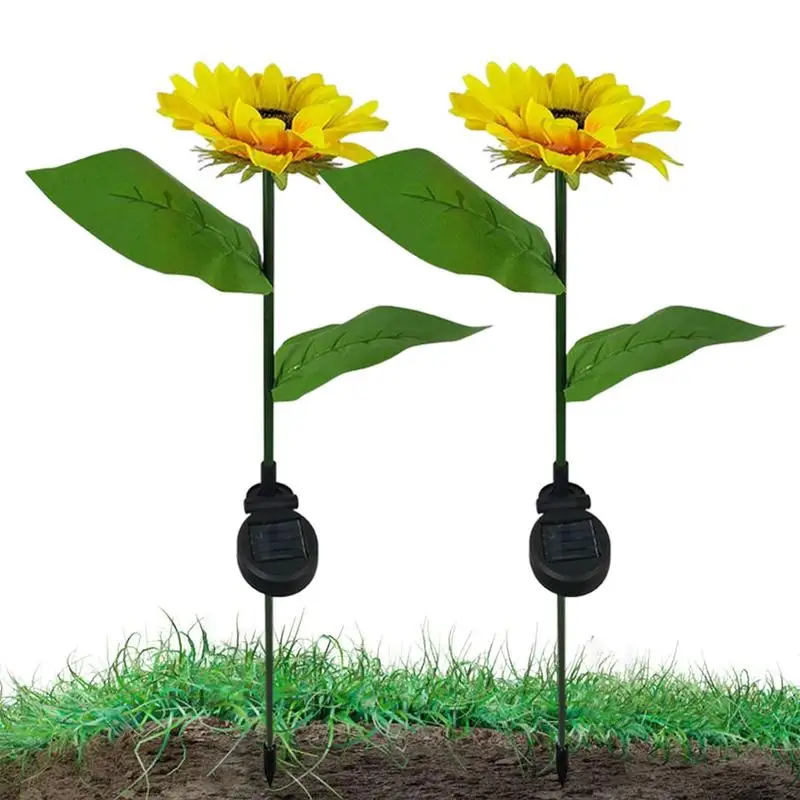 

2Pcs Solar Sunflower Light Outdoor Lawn Lamp Waterproof Energy Saving Outdoor Stake Lamp For Garden Lawn Path Decoration
