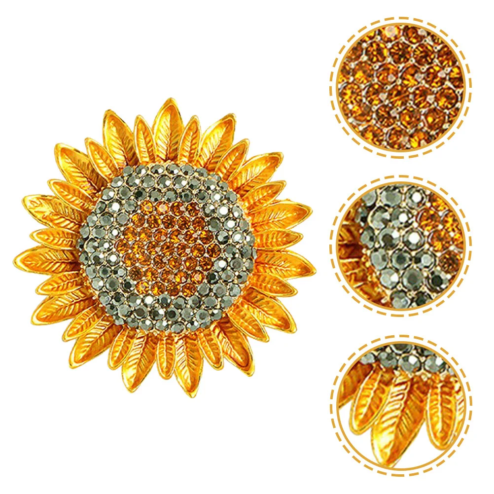 

Sunflower Brooch Rhinestone Pin Crystals Decor Decorate Clothing Alloy Decorative Miss Botanical