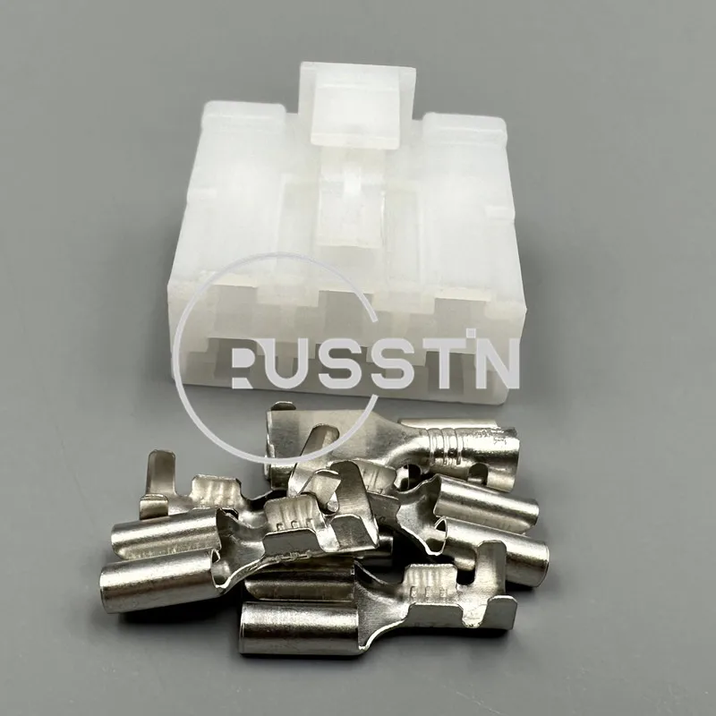 

1 комплект, 6-контактный 6,3-мм автомобильный электрический разъем, кабельная вилка, розетка переменного тока в сборе 6070-6481 6070-6471