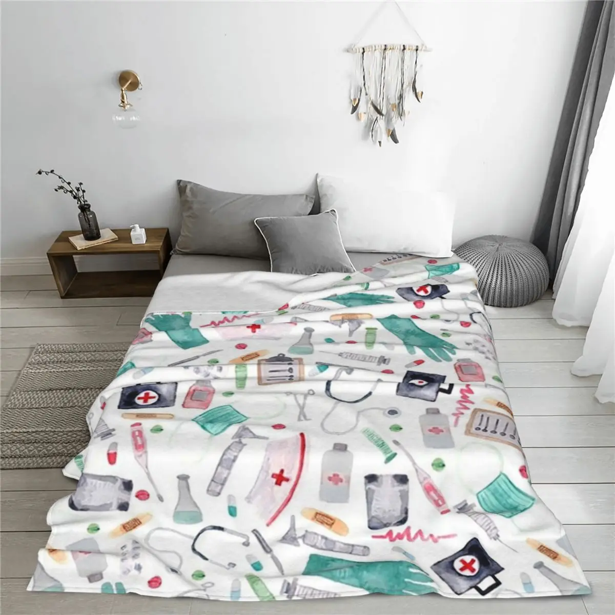 Одеяло для доктора или медсестры мягкое теплое Фланелевое покрывало с рисунком